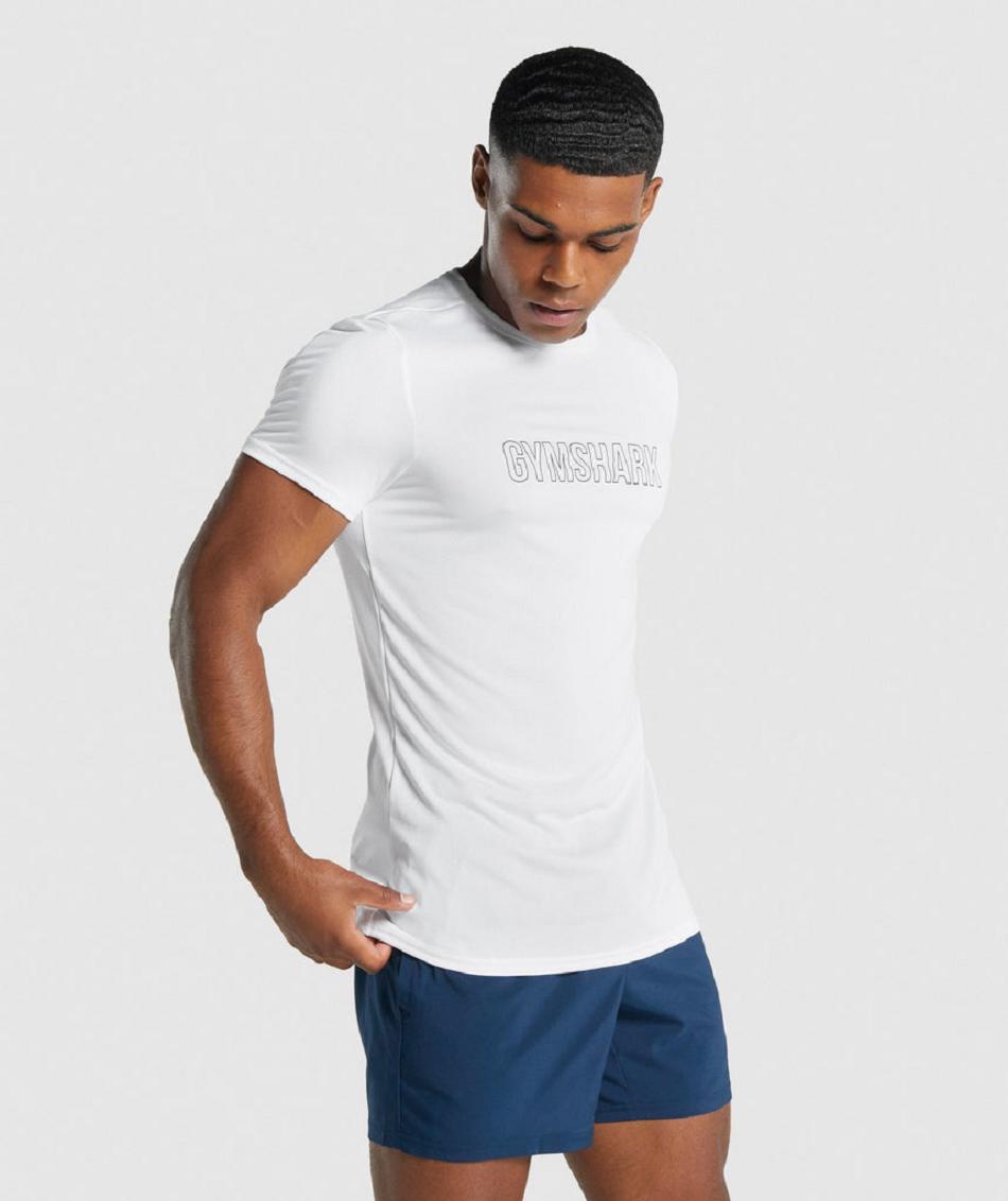 T Shirts Gymshark Arrival Estampadas Hombre Blancas | CO 3403AHK